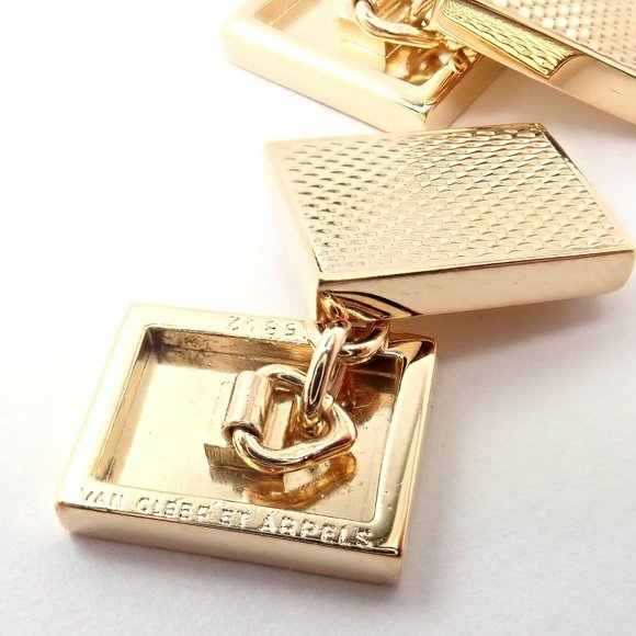 Rare! Authentic Van Cleef & Arpels 18k Yellow Gold Vintage Rectangle Cufflinks - Picture 4 of 6